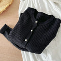 Elegant Long Sleeve Knitwear Tops Women Autumn Winter Single Breasted Sweater O Neck Thick Warm Knitted Cardigan Female