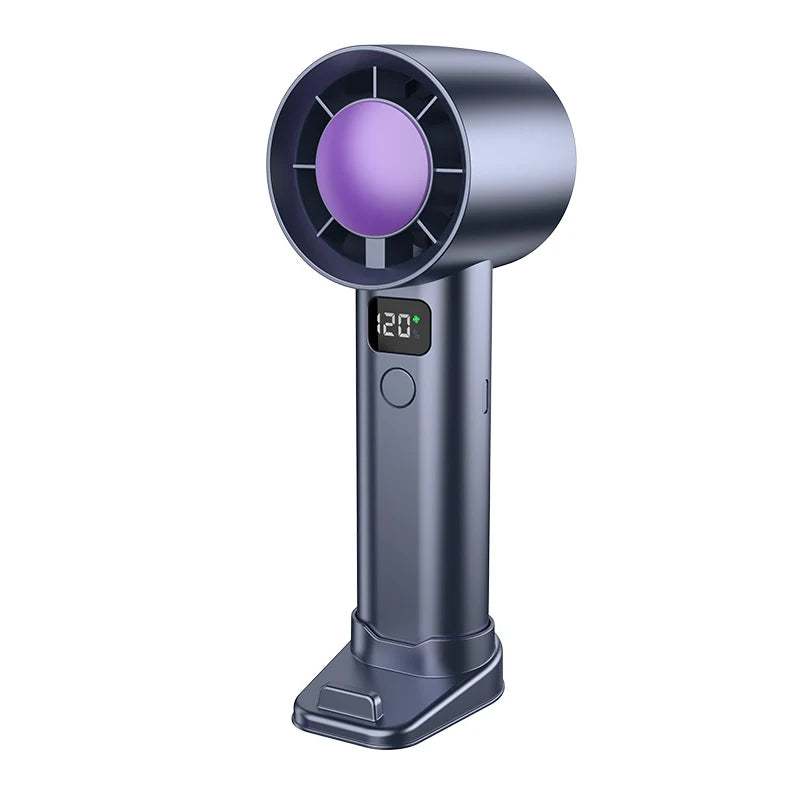 Handheld Portable Fan Stronger Mini Desk Fan with Phone Stand 5 Speed LED Display Rechargeable Personal Fan for Outdoor Travel