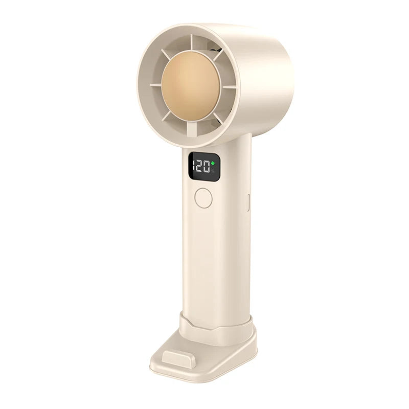 Handheld Portable Fan Stronger Mini Desk Fan with Phone Stand 5 Speed LED Display Rechargeable Personal Fan for Outdoor Travel