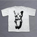 Y2K Cat-themed T-shirt, Retro Pattern T-shirt, Gothic Emo Style Clothing, Women's Streetwear Graphic T Shirts Summer Streetwear