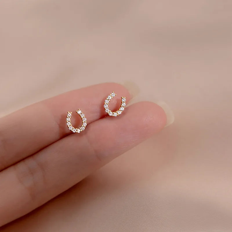 Tibetan Silver Mini Crystal Butterfly Sweet Stud Earrings for Women Flower Helix Cartilage Tragus Lobe Teen Ear Piercing Jewelry