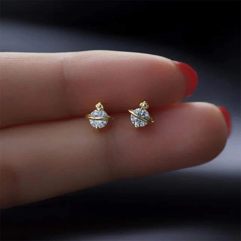 Tibetan Silver Mini Crystal Butterfly Sweet Stud Earrings for Women Flower Helix Cartilage Tragus Lobe Teen Ear Piercing Jewelry