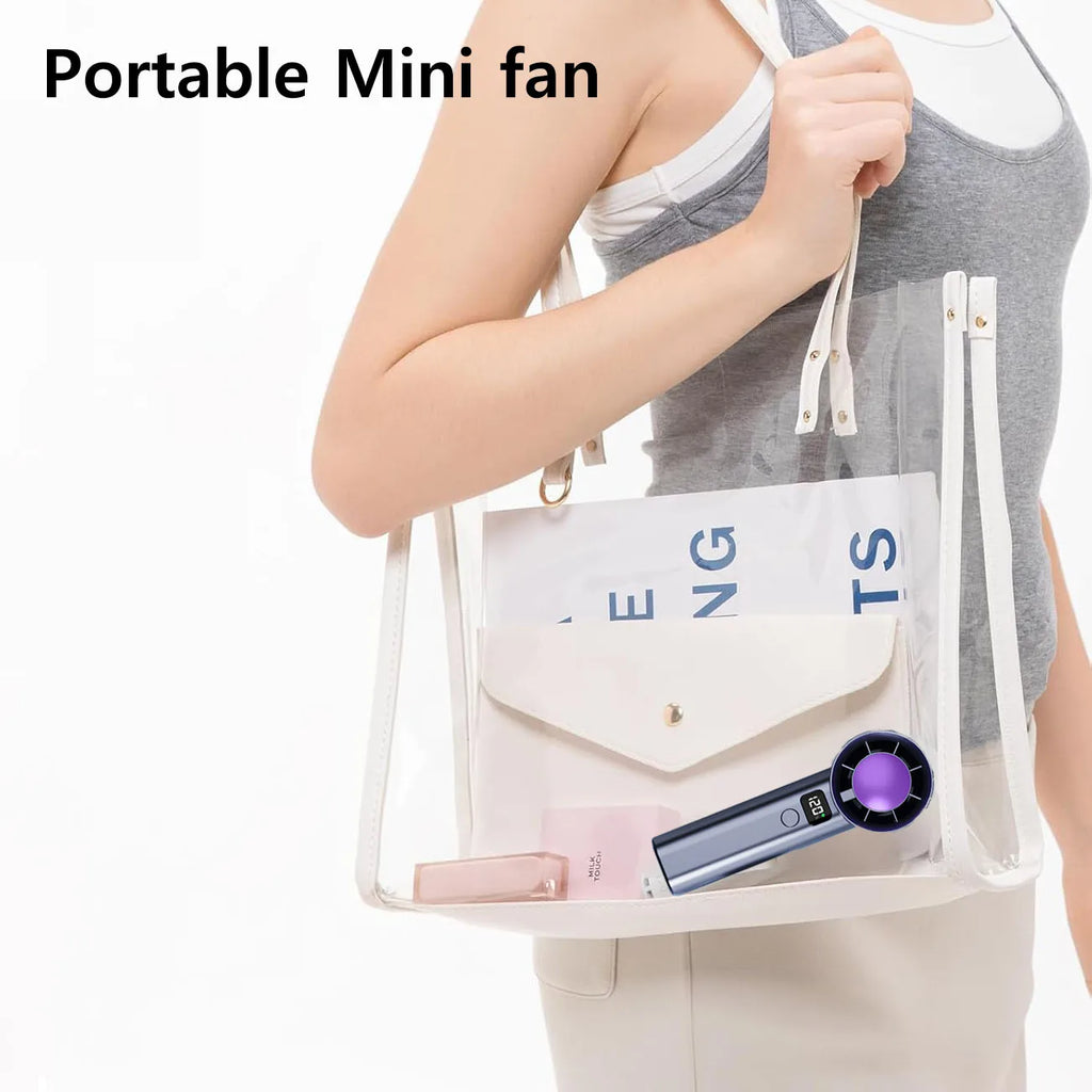 Handheld Portable Fan Stronger Mini Desk Fan with Phone Stand 5 Speed LED Display Rechargeable Personal Fan for Outdoor Travel